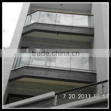 Balcony glass railing with frame