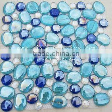 Shiny pebble glass mosaic tile floor tile for floor bathroom decoration.