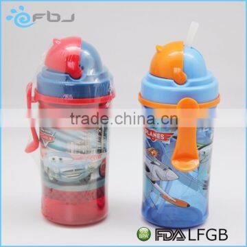 Plastic Material and Eco-Friendly Feature PS Kids Character Water Bottles with Straw