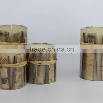 decorative tree bark candle / birch bark candle