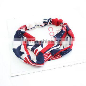 new design floral printed ladies broad woolen hair bands hair accessory for sale