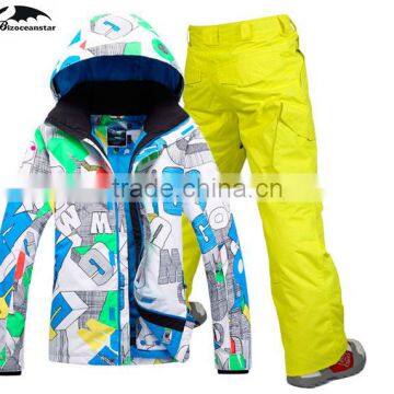 snow mens ski suit male veneer double plate skiing jacket and pants skiing suit for men waterproof 10K thick free ship