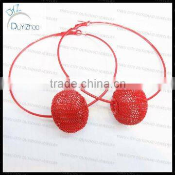 Wholesale basketball wives mesh ball hoop earrings