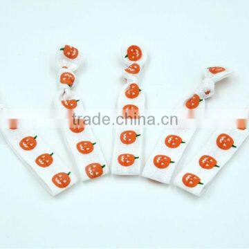 Halloween Pumpkin Print Fold Over Elastic Hairband