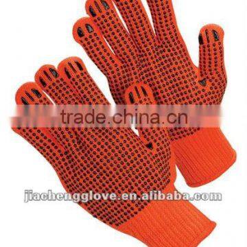 string knit gloves with PVC-dots on both sides, knit string glove, working gloves