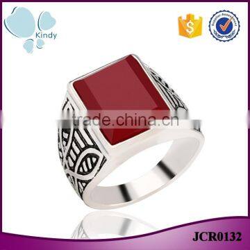 Factory wholesale fashion jewelry geometric gemstone abtique silver ring for girls