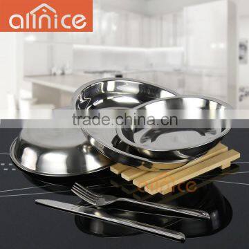 ALLNICE wholesale size elegant metal food plate/Stainless Steel dinnerware lunch plate