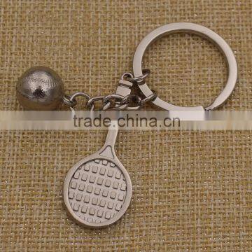 Hot sale fashion metal tennis ball keychain for souvenir