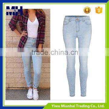 New popular pencil pants elasticity of tall waist show thin ladies jeans trousers