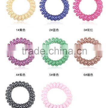 Plastic hair band multi color elastic stretchy candy quality cheap women telephone wire hair circle