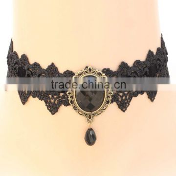 Fashion Gothic Punk Sexy Lace Vampire Vintage Gemstone Collar Choker Necklace