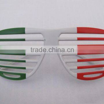 Plastic Shutter shade glasses with Italia flag, Slotted Glasses, Party glasses,