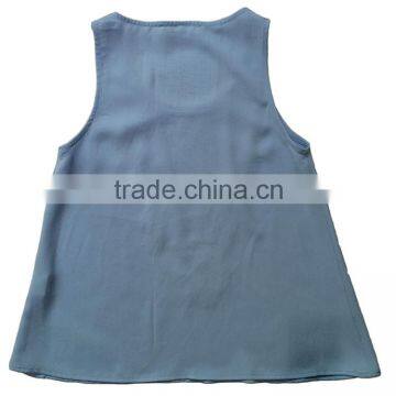 Chinese Manufacturer High Quality Off-shoulder Blue Lace Cotton Women Tank Top for Sale photo-2