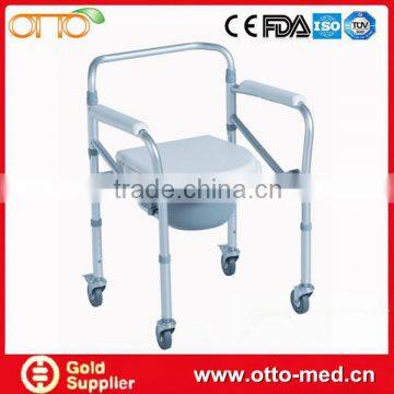 Aluminum folding toliet bathroom chair with wheels