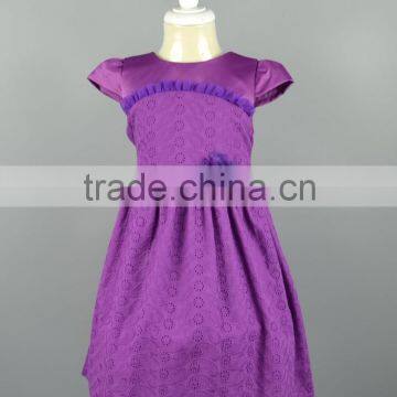 Purple Girls Floral Sateen Dress Baby Fashion Pretty Baby Kids Holiday Dresses Clothes for Party Wedding 2016 photo-2