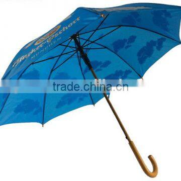 Auto Open Quality Wooden Umbrella with Wood Shaft Wood Handle Straight Umbrella