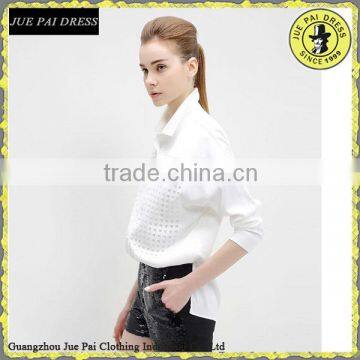 Russia Latest Shirt Designs For Women/White Cotton Lapel Dress Formal Shirt Women photo-2