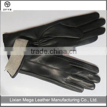 Wholesale women fashion 30cm long lambskin leather hand gloves with cashmere lining