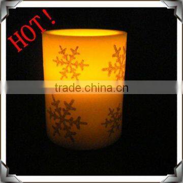 HOT battery operated wax pillar christmas snowflake led candles
