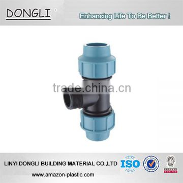 Irrigation PP Compression Fittings Irrigation Fittings ISO Certificated male Thread plumbing Tee