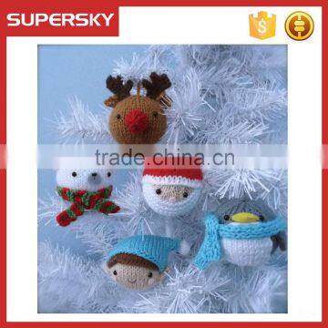 V-496 cute christmas decoration hanging animal toy ornament gift handmade knitted christmas tree ornaments