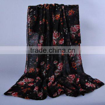 Women Popular Scarf Flower Leaf Pattern Voile Scarves 180*90 Pashmina photo-5