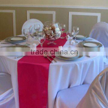 fushia satin table runner for round table