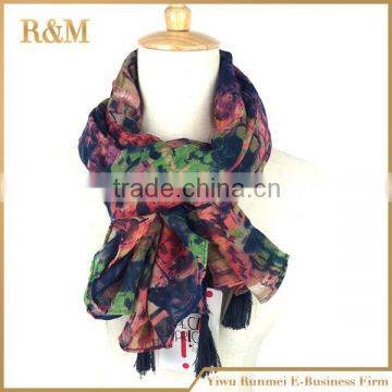 Contrasted Color 100% Poleyster Scarf Charm Women Scarves photo-2