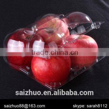 PET transparent 4 compartment apple fruit packaging box