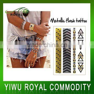 Stock Hand Decorative Flash Foil Metal Temporary Tattoos