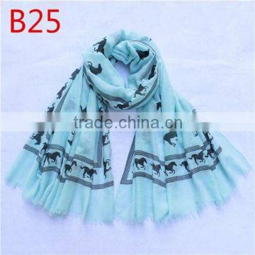 2015 new fashion women shawl wrap scarf blue horse ployester scarf for women                        
                                                Quality Choice