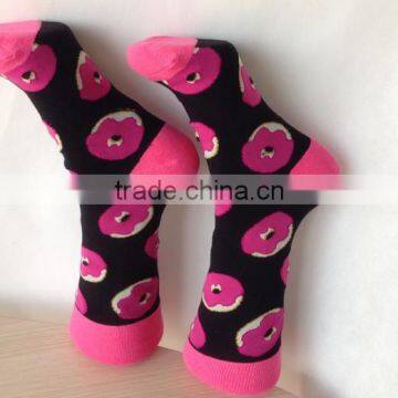 2016 Christmas Present Cotton Knitting School Girls Sweet Donut Jacquard Sock