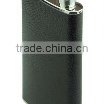 304 Stainless Steel Metal wine Flagon with leather packed