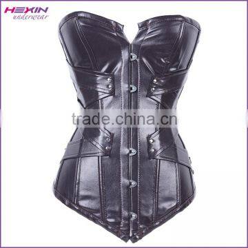 Fashion Women XXL Wet Look Black Overbust Young Girls Corset