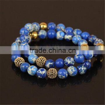 Kjl-cst7 Wholesale New Design Charm Gold Microscope Beads Men Bracelet Natural 8mm Regalite Stone Beads Women Bracelet photo-2