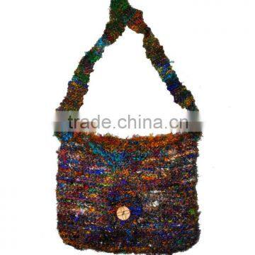 Recycled silk handknitted bags