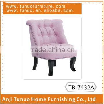 Mini sofa chair, tuffed back and seat with buttons,antique finish gourd wooden legs/KD legs,TB-7432A