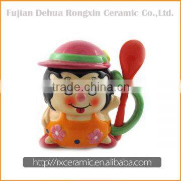 Cartoon animal hand-painted girl scissors ceramic mug