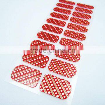 Tiebeauty Custom Dazzling Beads 3d Vinyl Nail Art Sticker 14 Day Long Nail Decal High Quality Red Demask Nail Patch Sticker