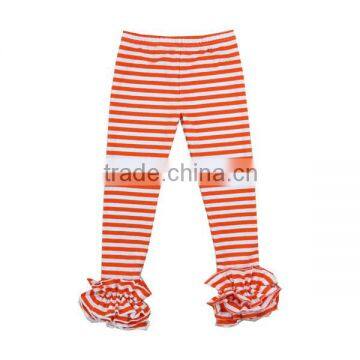 Children clothing wholesale halloween baby kids pants cotton orange striped girls ruffle pants toddler girl icing legging