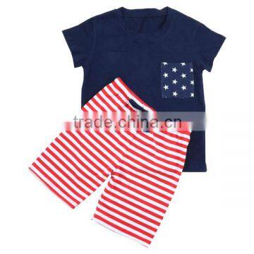 Wholesale 2016 hot sale baby boys clothing red white navy 4th July star fashion baby cotton clothing patriotic boutique bed set