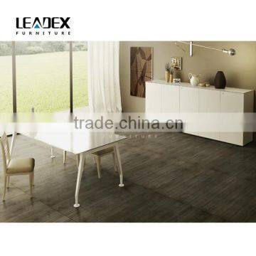 Modern Moving Cabinet Return Black Tempered Modern Glass Office Desk photo-3