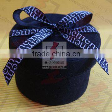 high quality round recycled watch box paper packaging with ribbon decoration