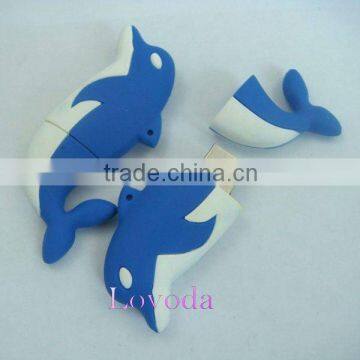 custom special dolphin shaped USB key/ PVC USB Flash drive / 3D usb stick LFN-203