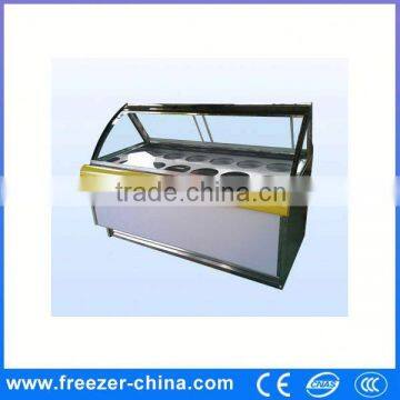 transparent radian shape commercial modern ice cream display cabinets
