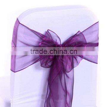 Hot selling organza sashes Wedding Banquet Organza Chair Cover Sashes