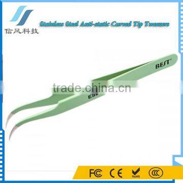 BST-EDS-17 Stainless Steel Anti-static Curved Tip Tweezers Curved Eyelash Extension Tweezers