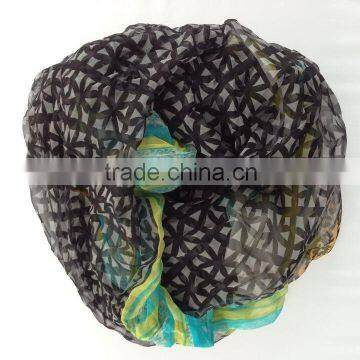 customized screen printed pure silk lady scarf newest design