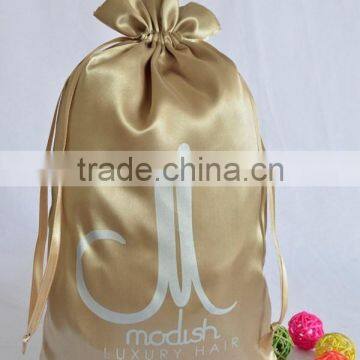 Satin black hair extension bag drawstring hair bag (20150730J121)