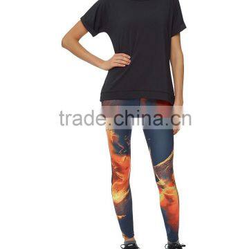 Wholesale womens sublimation legging women sublimation printed sexy athletic leggings back waist band with zipper